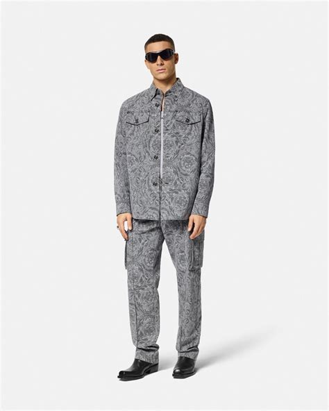 75365899 versace|Barocco Jacquard Overshirt Gray .